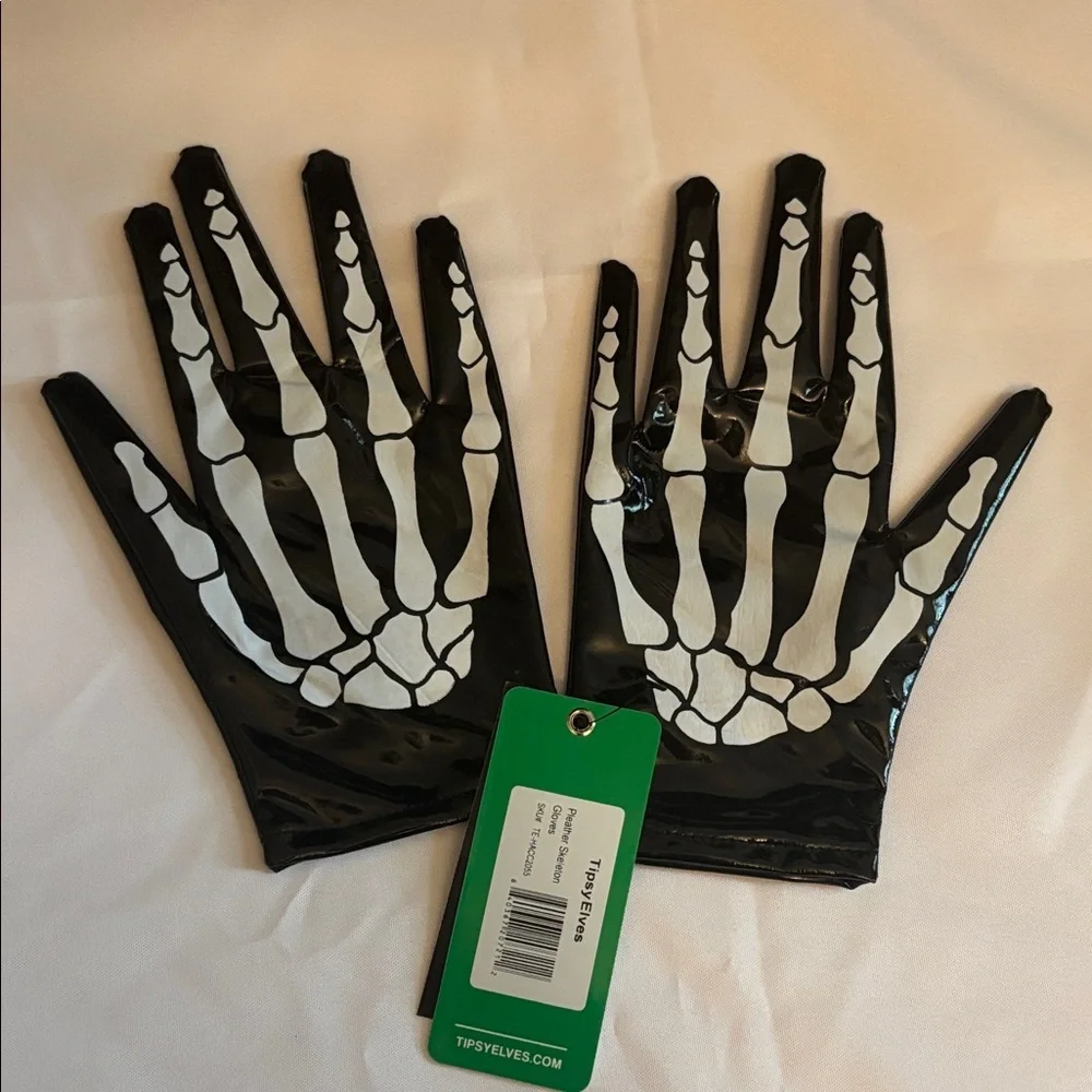 Tipsy Elves Skeleton Hand Black Gloves Women